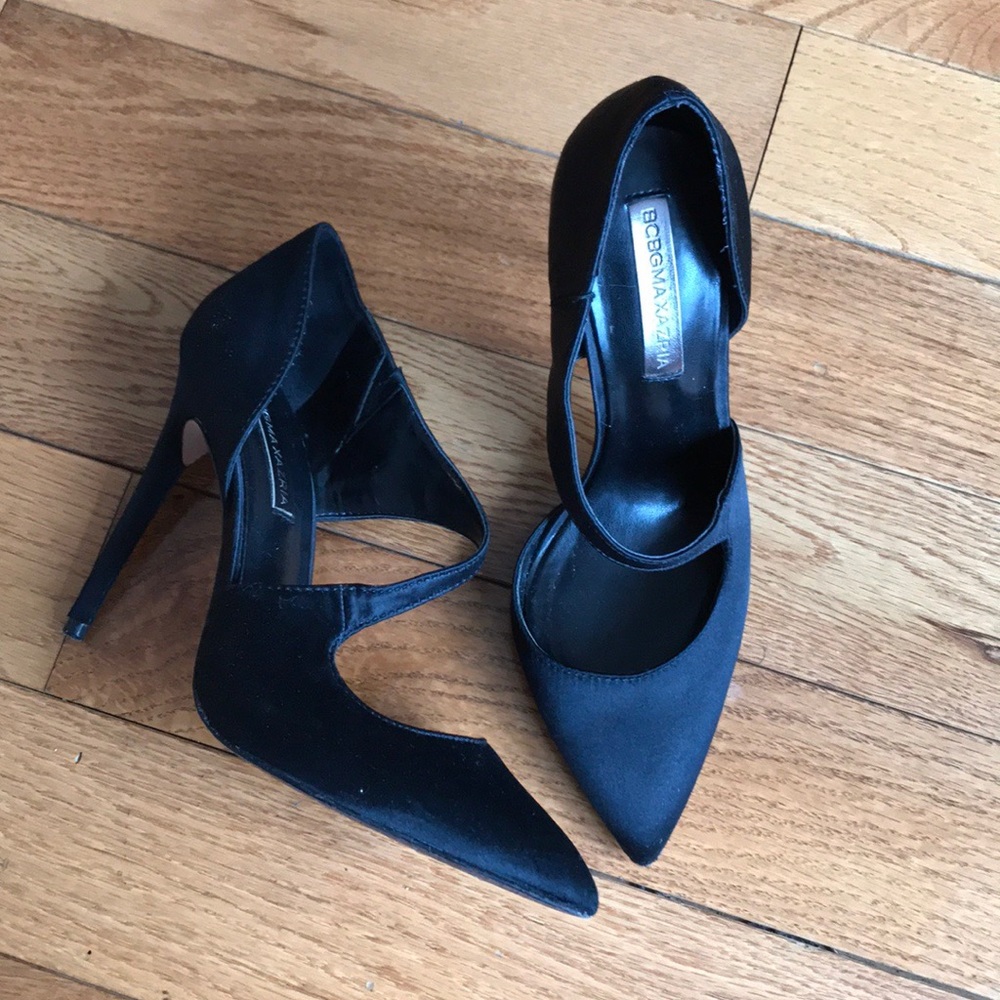 BCBGMaxAzria Strappy Satin Heels Vero Cuoio